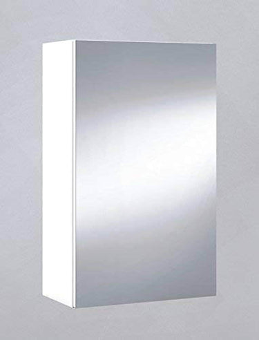 Mancini White Mirrored Wall Mounted Bathroom Cabinet with Single Door - UK Luxury Furniture